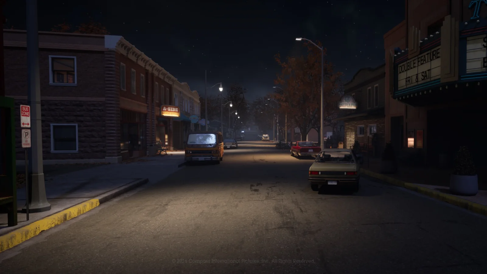 Haddonfield Town Center at night